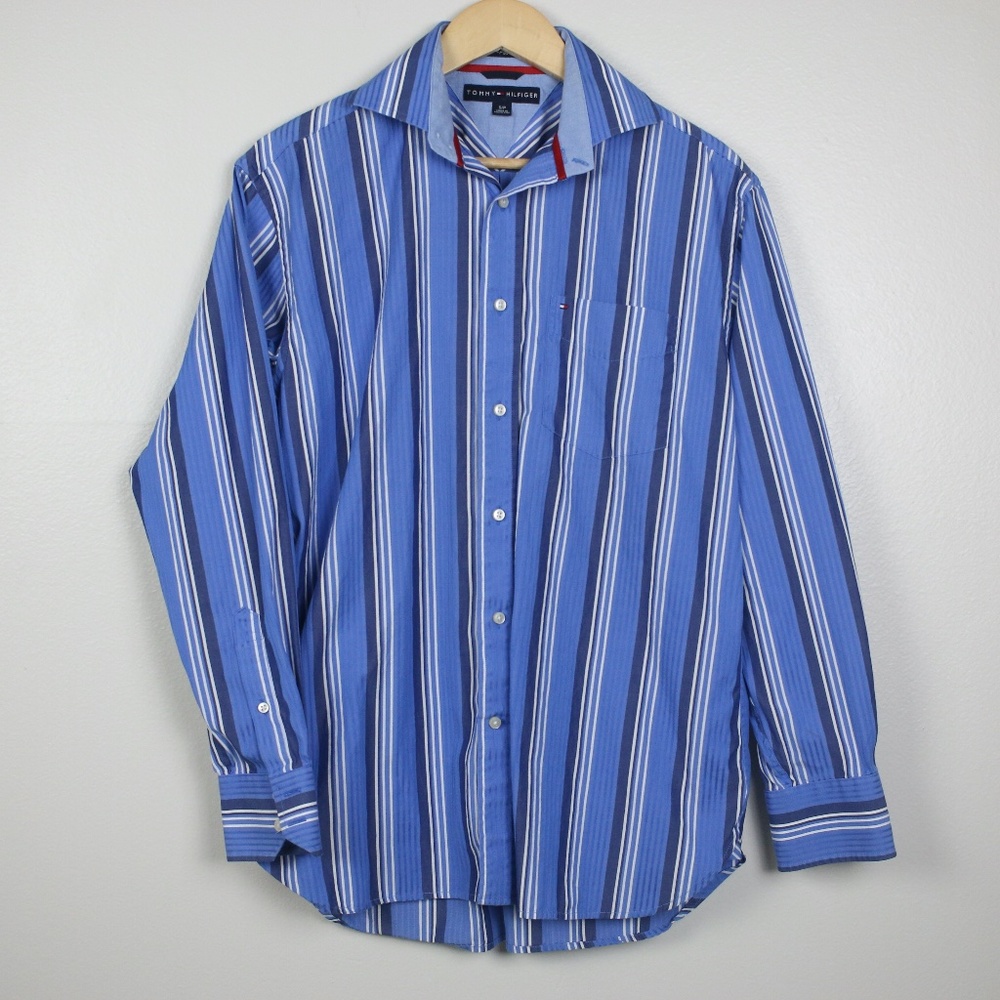 Tommy Hilfiger Blue Striped Button Down Shirt
